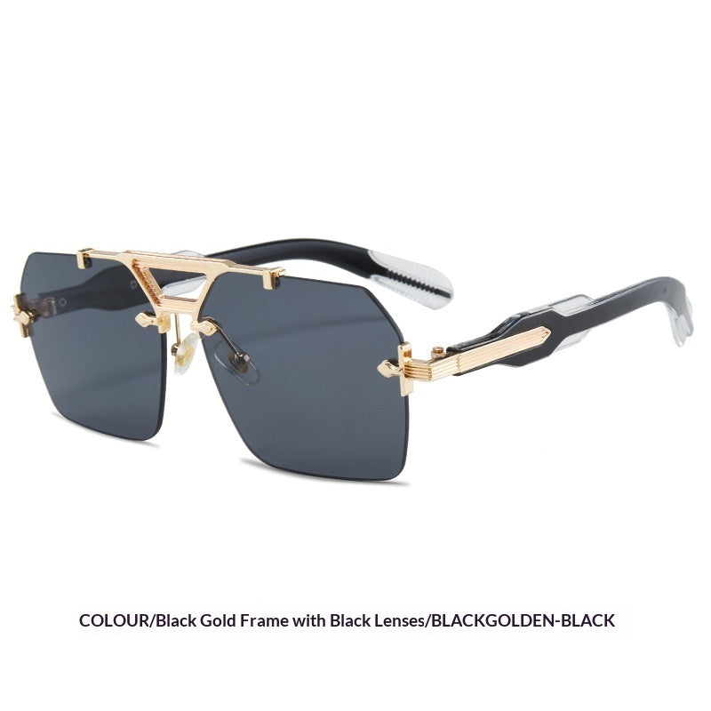 Retro Metal Double-bridge Rimless Sunglasses