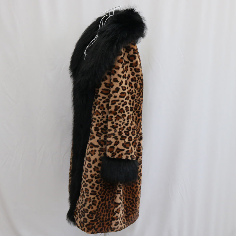 Womens Coat With A Large Fur Collar Warm Trench Coat Loose Fit