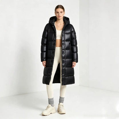 Long Hooded Padded Over-the-knee Cotton Coat