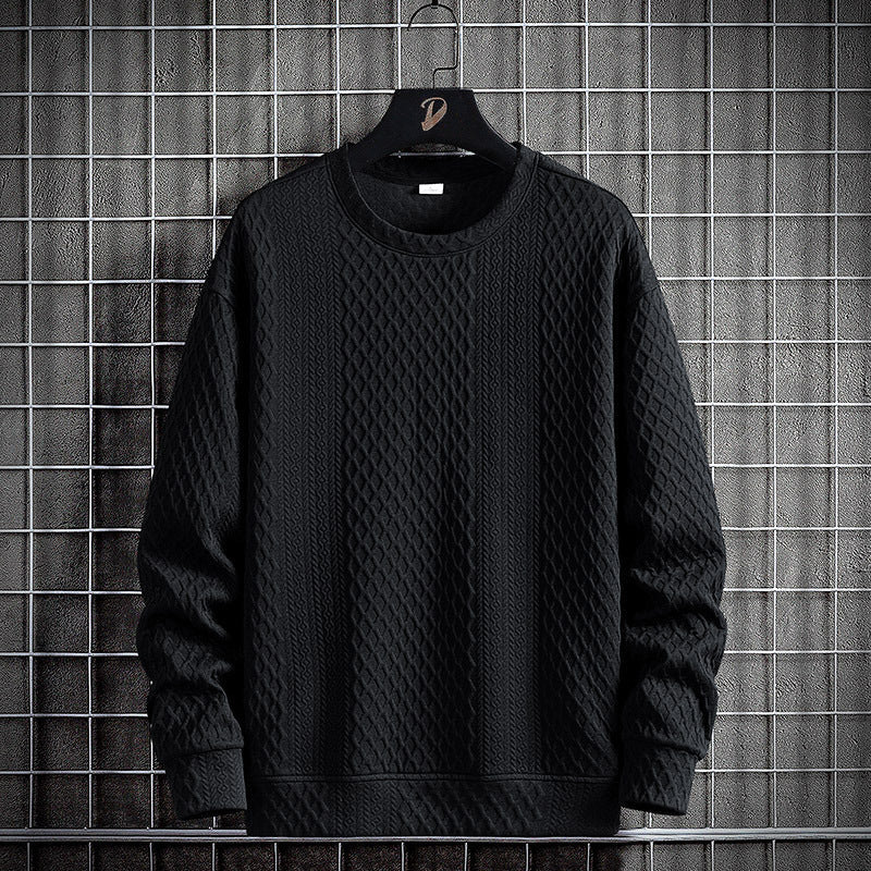 Mens Loose-Fit Casual Crew-Neck Pullover Bottoming Shirt