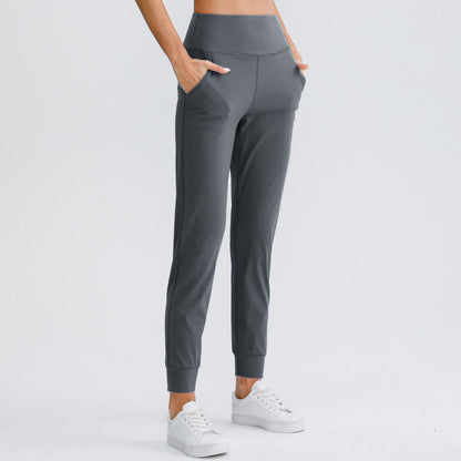 Women Solid Color Elastic Jogger Pants Loose Slim Fit Yoga Sweatpants With Pockets Running Workout Casual Athletic Trousers