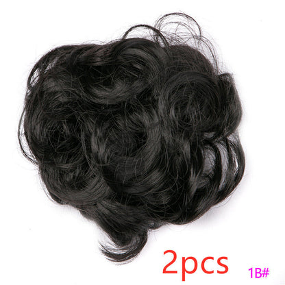 Fluffy Drawstring Curly Hair Bun Hair Set