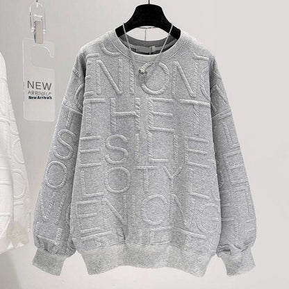 Men's and Women's 3D Letter Loose Long Sleeve Top