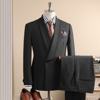 Men Taupe Shawl Lapel One Button 2 Pieces Suit Blazer & Pants Set