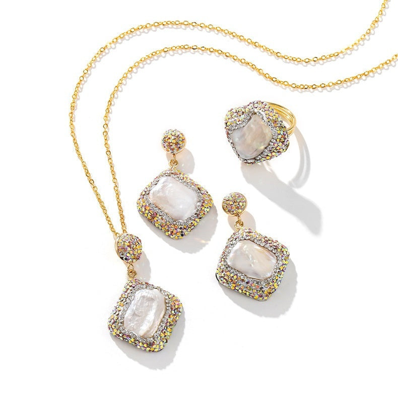 Personality Niche Design Necklace Earring Ring Set