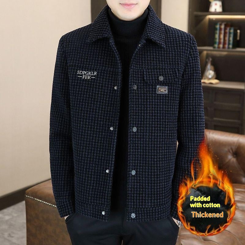 New Mens Fleece-lined Thickened Lapel Jacket