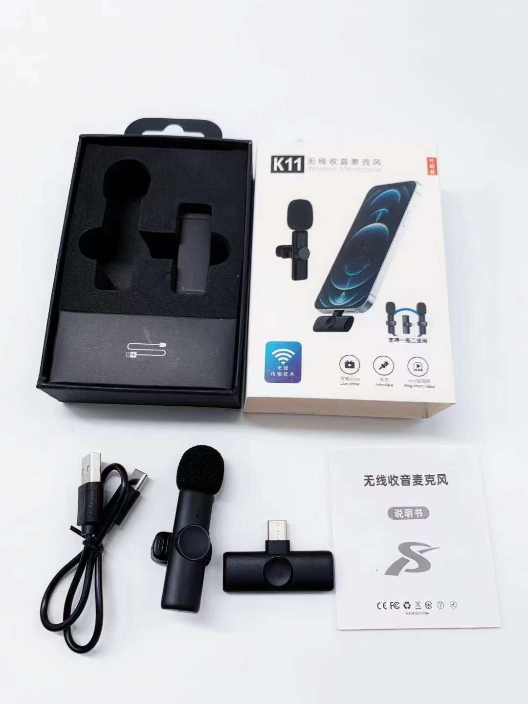 Collar Clip Microphone Outdoor Video Recording Wireless Microphone