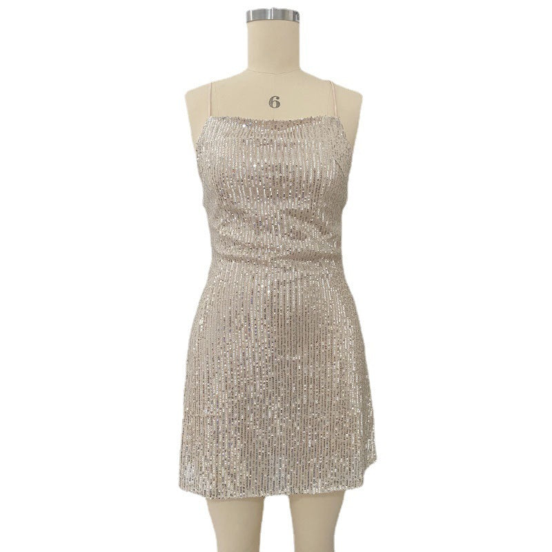Nightclub Party Hot Girl Sequined Suspender Dress