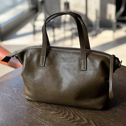 Cowhide Tree-bark Textured Wrinkled Single-shoulder Crossbody Bag