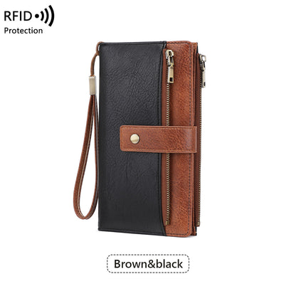 Anti-magnetic Womens Multi-Card Trifold Long Fashion Wallet