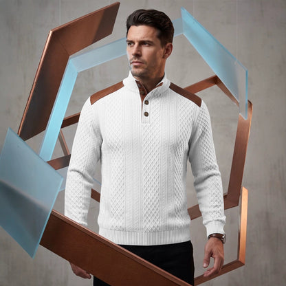 Stand-collar Knit Top With Spliced Shoulders And Sporty Sleeve Long Sleeves