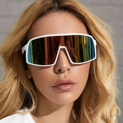 New Colorful Bicycle Windproof Cycling Sunglasses One-Piece Women's Sunglasses European And American Fashion Sports Sunglasses