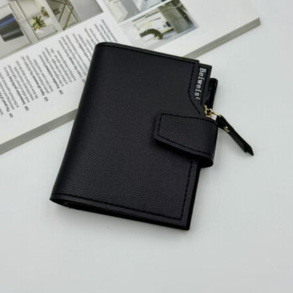 Womens Trifold Short Multi-functional Leather Wallet With Multiple Card Slots