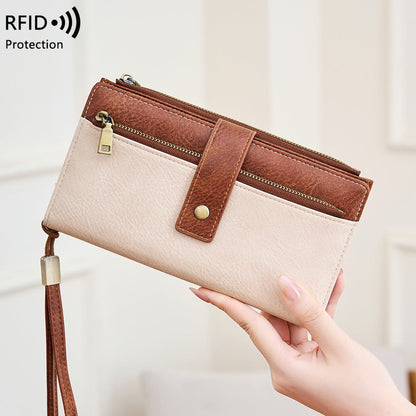 Anti-magnetic Womens Multi-Card Trifold Long Fashion Wallet