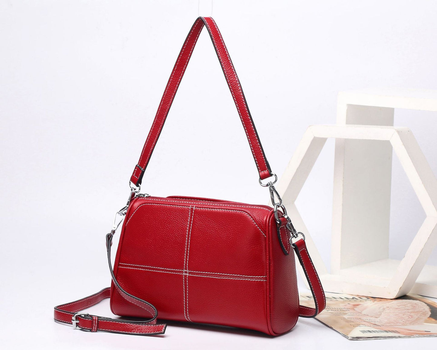Women's Full-grain Leather Single-shoulder And Crossbody Bag