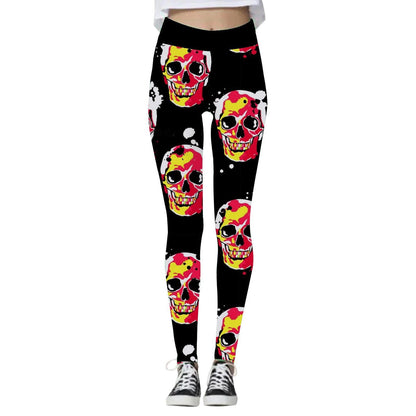 Halloween Women's Yoga Pants Pumpkin Skull