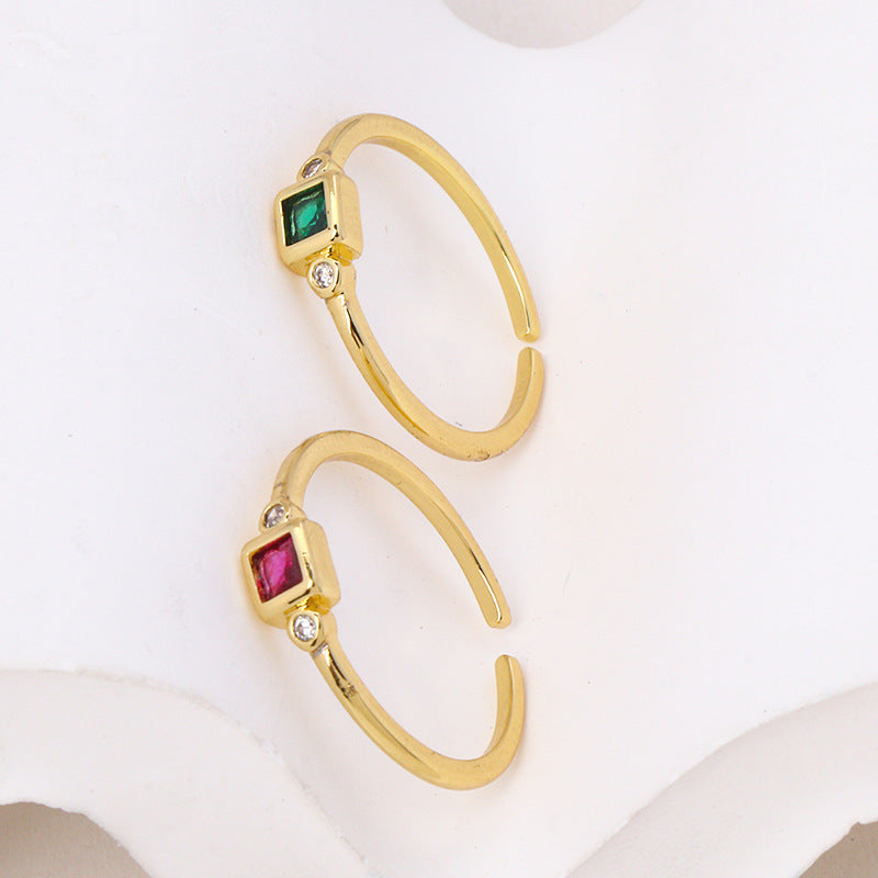 Geometric Square Zircon Copper Ring