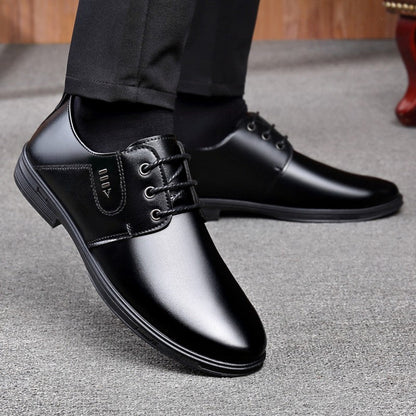 Premium Men's Leather Shoes, Business Formal Casual Leather Shoes, Lace-Up With Decorative Buckle, British Style