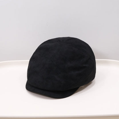 Korean Version Retro Autumn-winter Matte Soft-fur Short Brim British Casual Hat, Versatile And Flattering For Face Shape, Forward-facing Hat