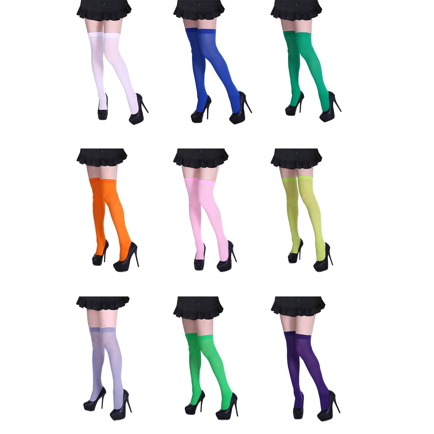 Solid-color Thigh-high Stockings For Halloween Party Costumes And Props