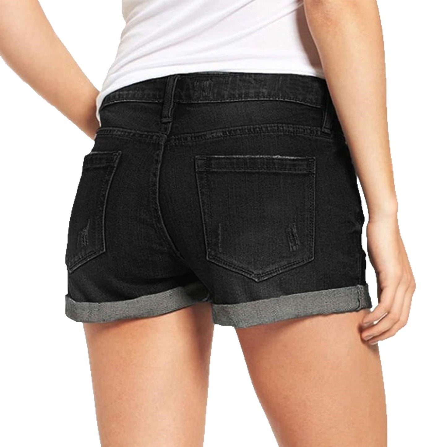 American-style Fringed Denim Shorts Figure-flattering Short Pants