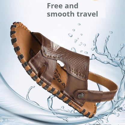 Leather Casual Outdoor Beach Thick-soled Slippers