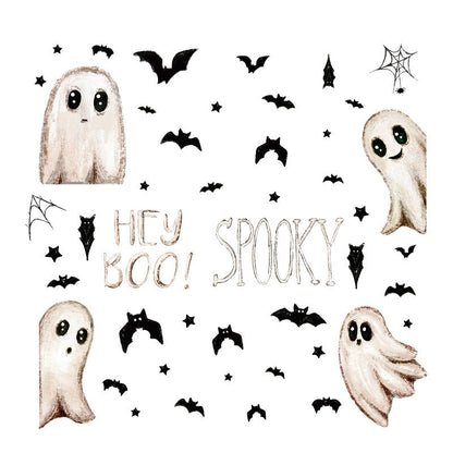Halloween Window Stickers White Ghost Static Cling Decals And Bat Decals For Festive Storefront Decor
