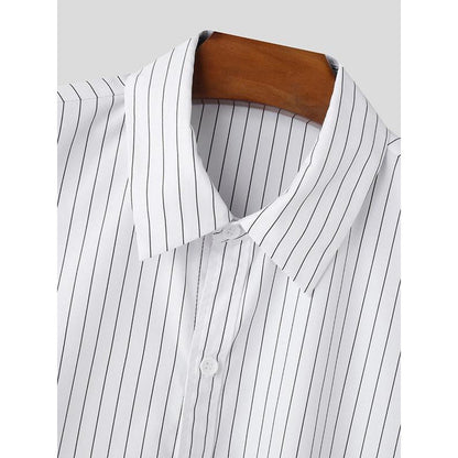 Men's Slim-Fit Ice Silk Striped Shirt