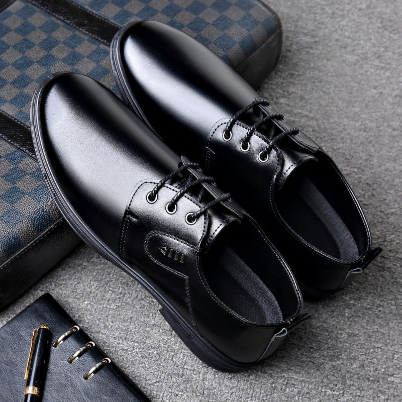 Premium Men's Leather Shoes, Business Formal Casual Leather Shoes, Lace-Up With Decorative Buckle, British Style