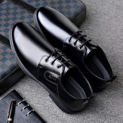 Premium Men's Leather Shoes, Business Formal Casual Leather Shoes, Lace-Up With Decorative Buckle, British Style