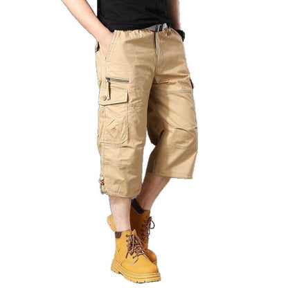 Mens Cropped Long-Style Elastic Work Pants