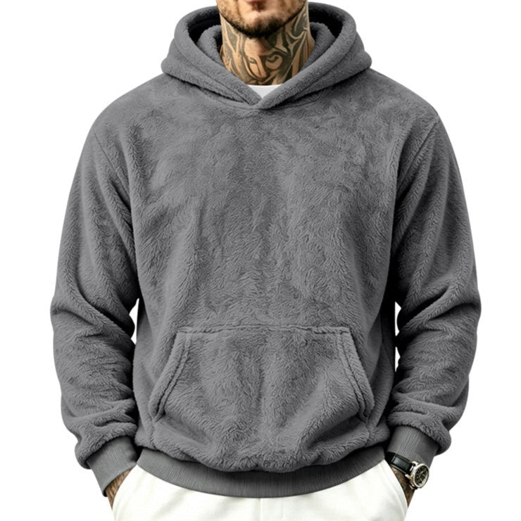 Mens Loose-Fitting Versatile Plush Hoodie