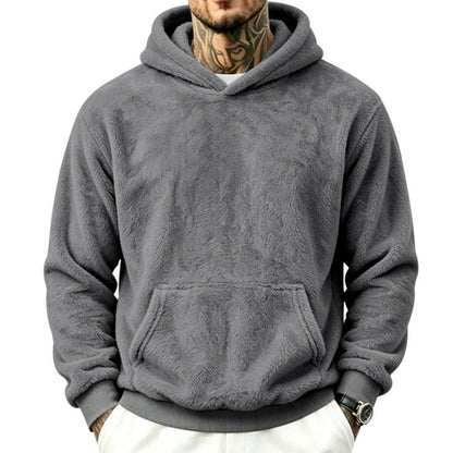 Mens Loose-Fitting Versatile Plush Hoodie