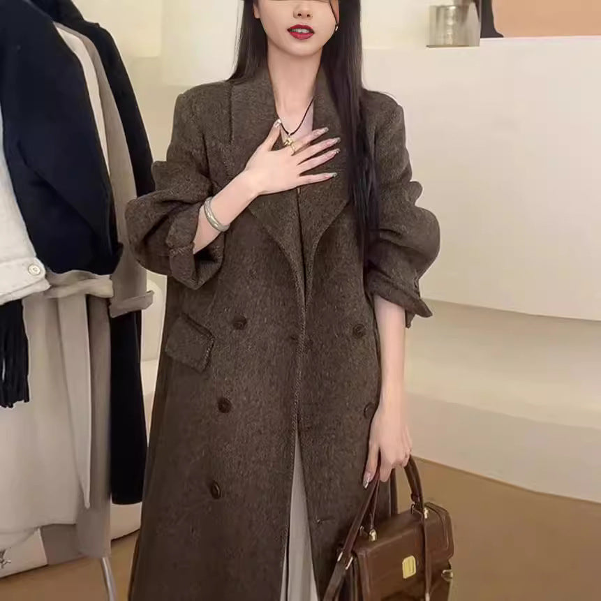 Womens Double-Faced Wool Coat With A Suit Collar