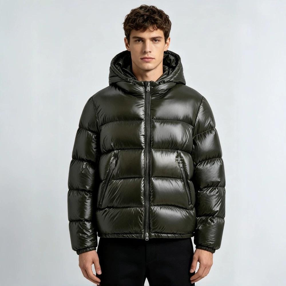 Mens Hooded Cotton Padded Jacket Casual And Warm European American Style Outerwear