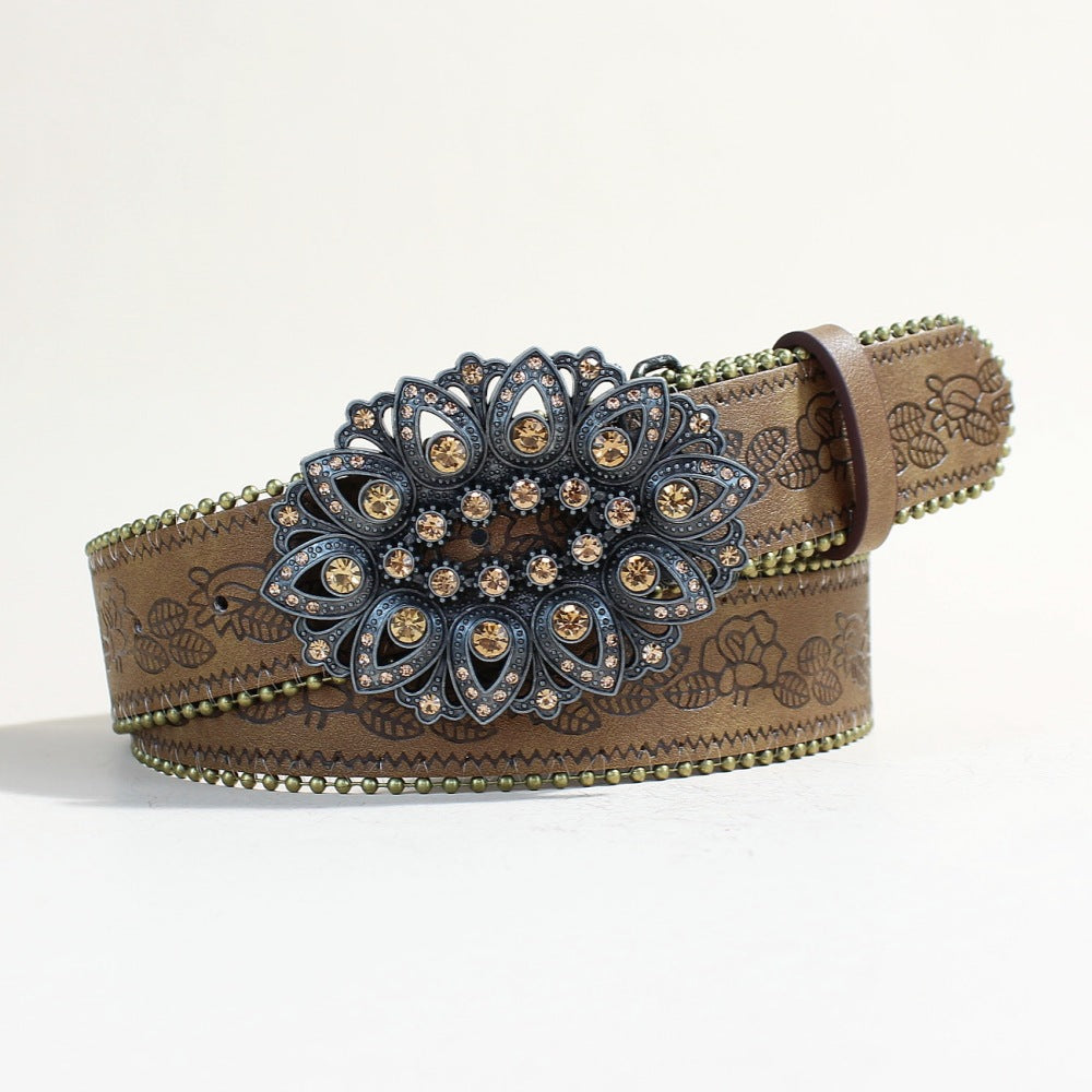 Casual Fashion Youth Leather Belt With A Snap Buckle Punk Style