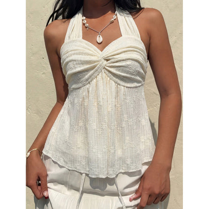 Womens Elegant Solid-color Twist-tie Top