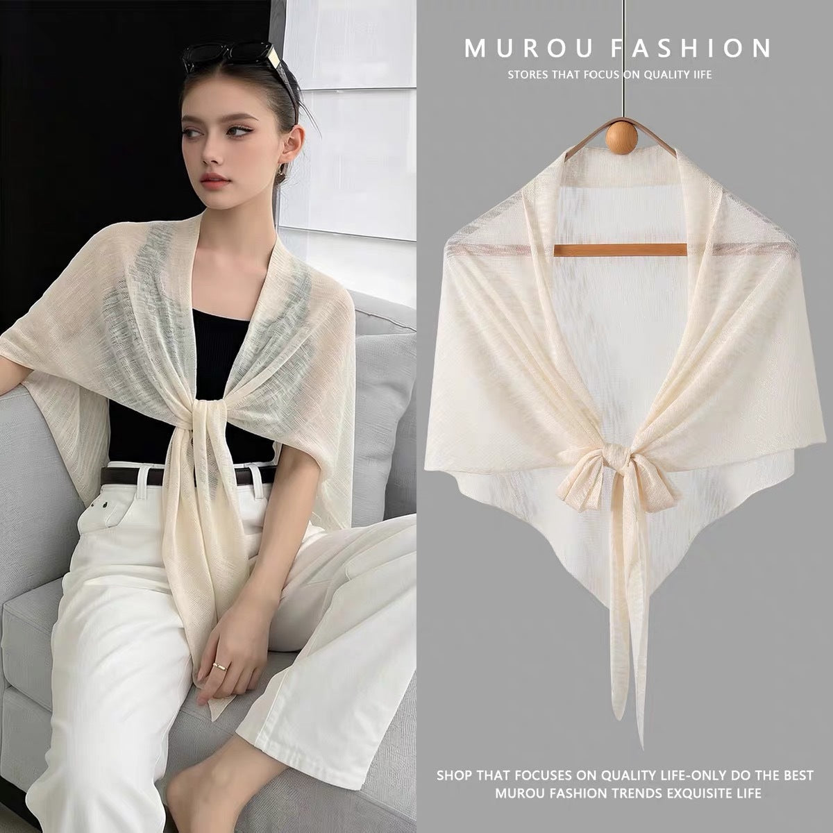 Summer Sun-Protective Knitted Scarf Cheongsam Shawl