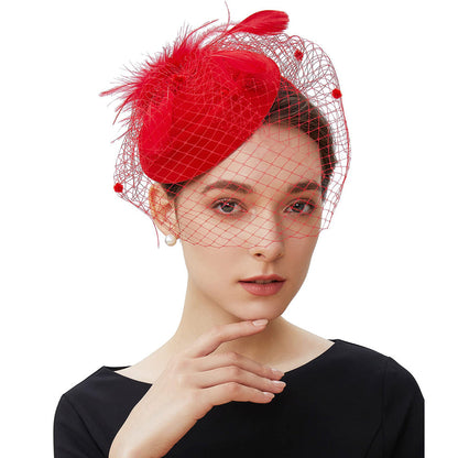 Hairband Decoration European And American Ladies Top Hat Horse Racing Feather Hair Accessories