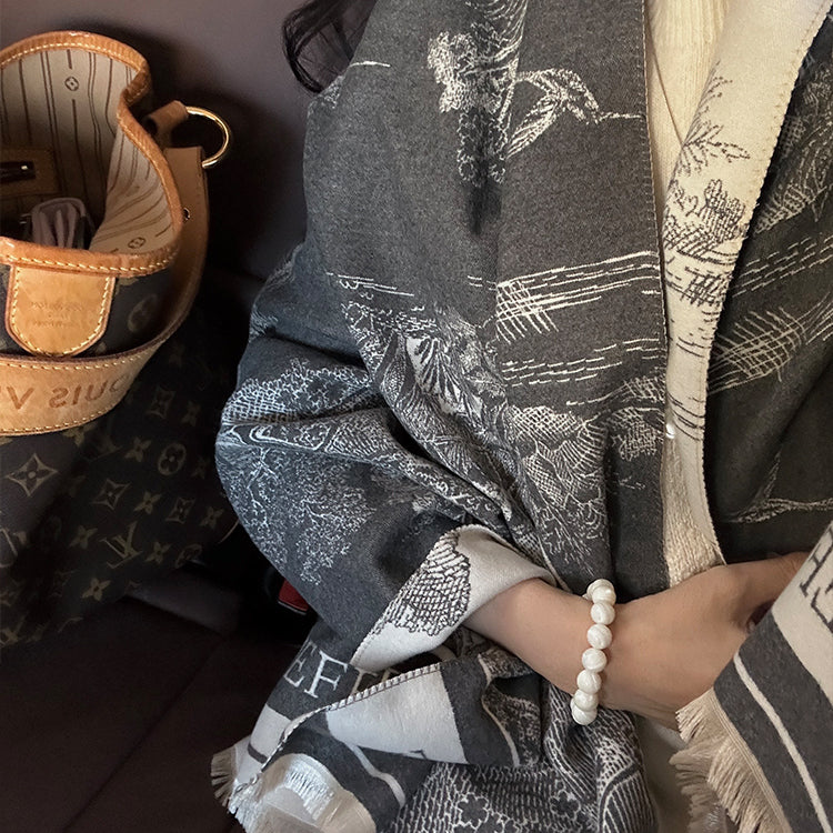 Womens Outerwear Summer Office Warmth Niche Light-Luxury Small Wool Blanket Shawl