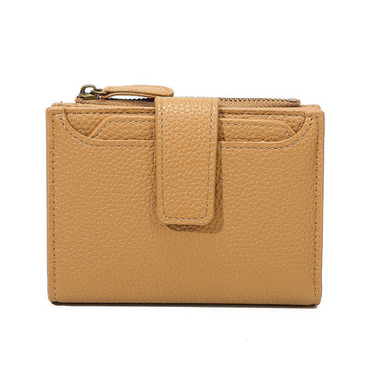 Functional Coin Purse With A Ring-bound Leather Wallet For Women