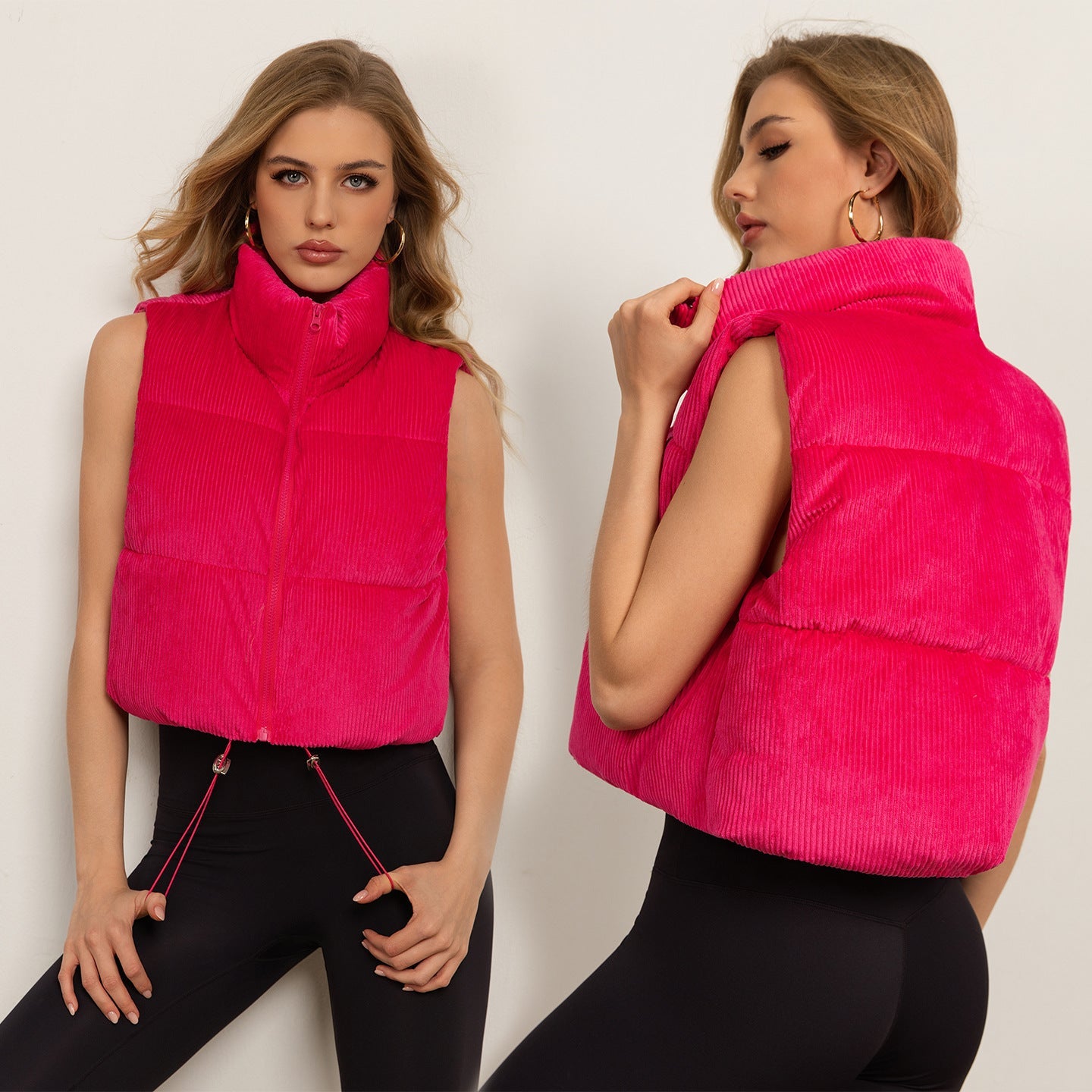 Cropped Stand-collar Sleeveless Jacketvest