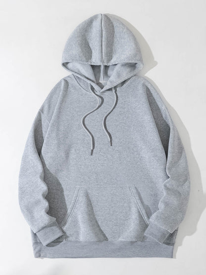 2026 New Black And White Hooded Sweatshirt, Simple Solid Color Basic Men's Loose All-Match Casual Sweatshirt