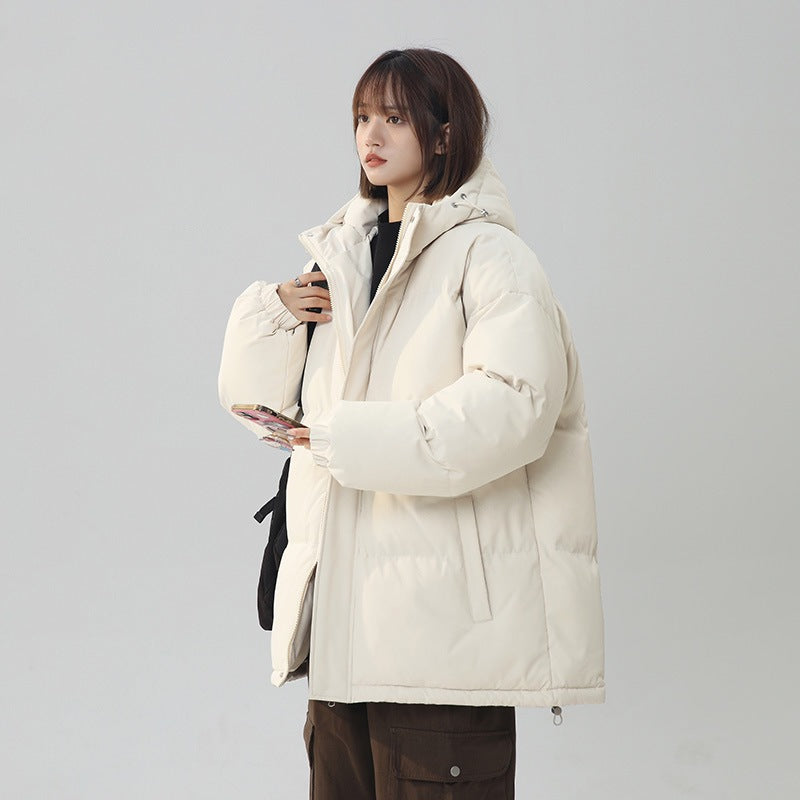 Womens Loose-fitting Solid-color Versatile Cotton Coat