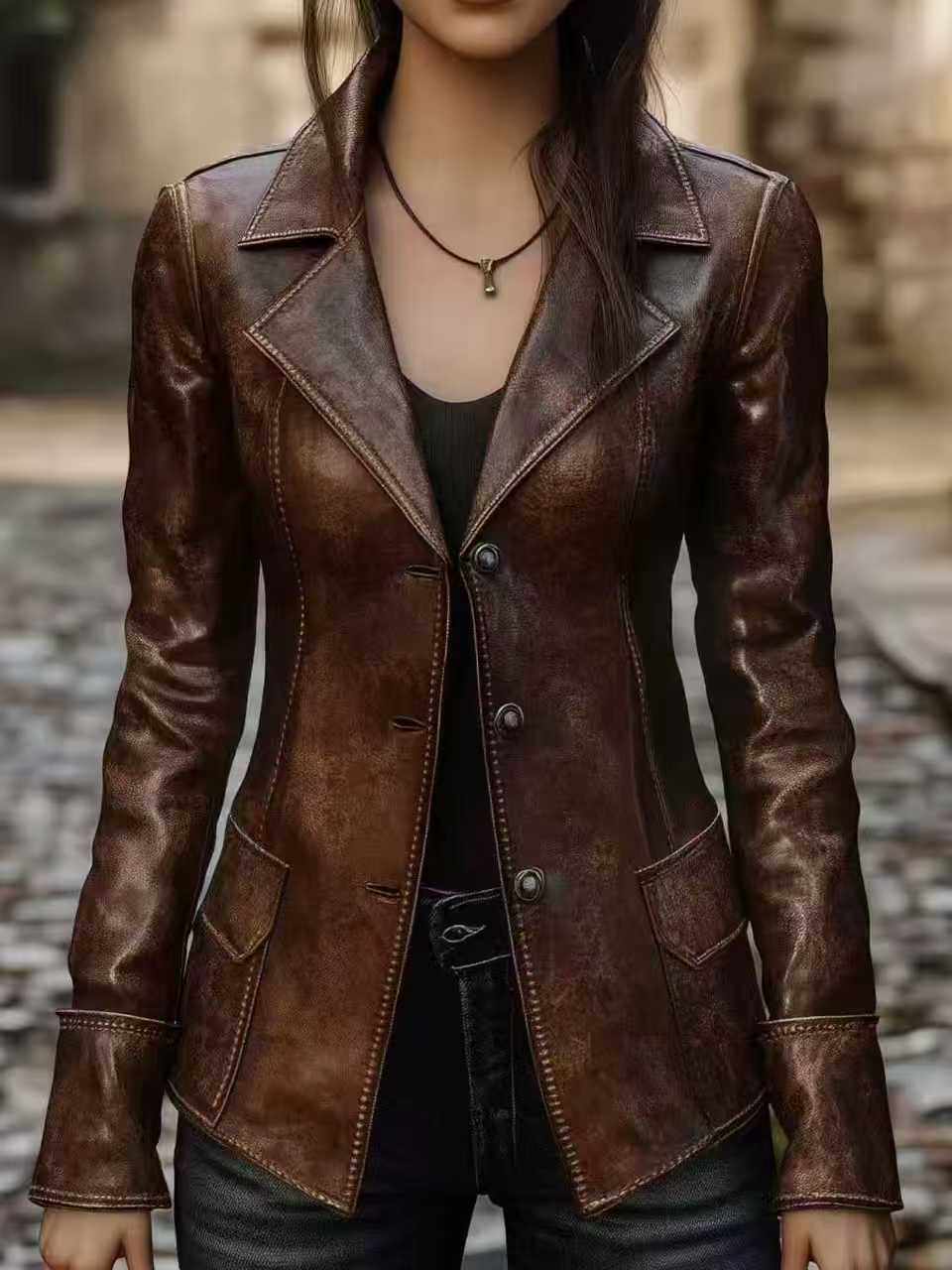 Chic Retro Cool Biker Leather Jacket Top