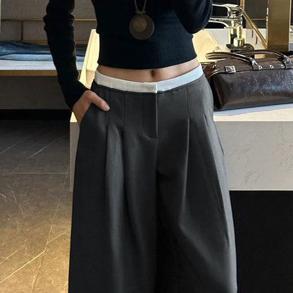 Seamed Waist Wide-leg Pants For Women