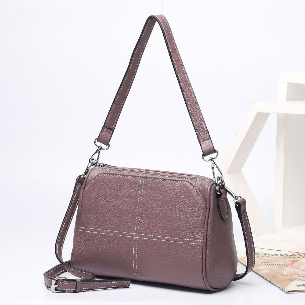 Women's Full-grain Leather Single-shoulder And Crossbody Bag