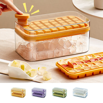 One-Button Ice Cube Mold with Storage Box