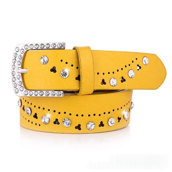 New Womens Belt A Rhinestone-embellished Fashionable Korean-style Hollowed-out Design