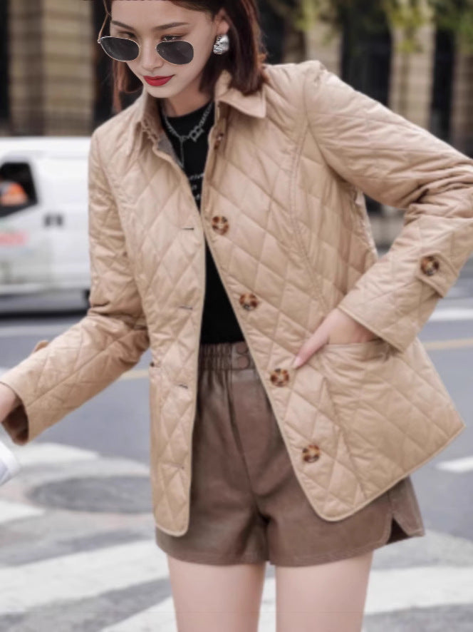Women's Slim-Fit Diamond-Quilted Cotton Padded Jacket